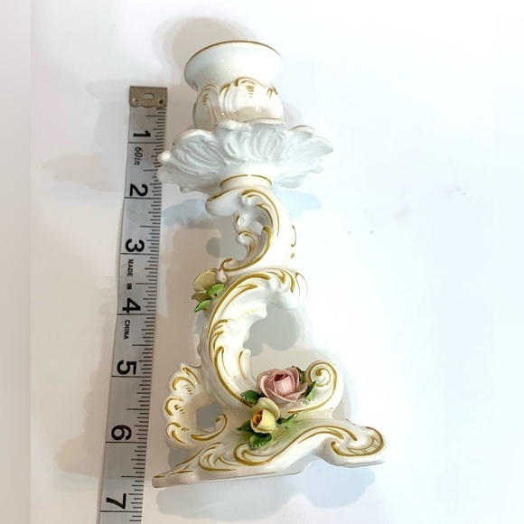 Vintage Kammer and Kramer Rose Porcelain Candlestick Germany KSK - Picture 8 of 12